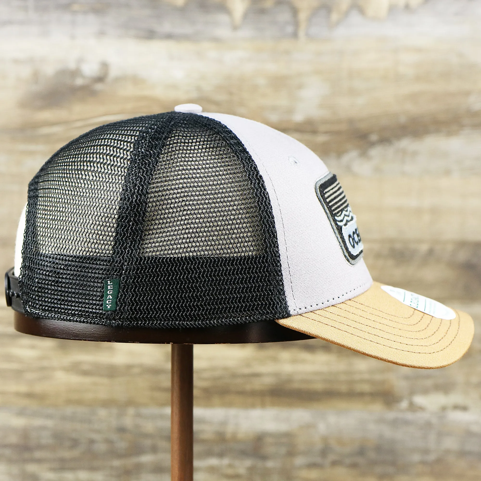 Youth New Jersey Ocean City Sunset Mesh Back Trucker Hat | Gray And Black Mesh Youth Trucker Hat